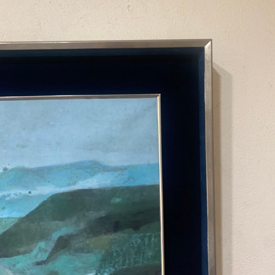 絵画額装　水彩肉筆画　日本画　真作　山本知克　『遠山晨明』オリジナル額装