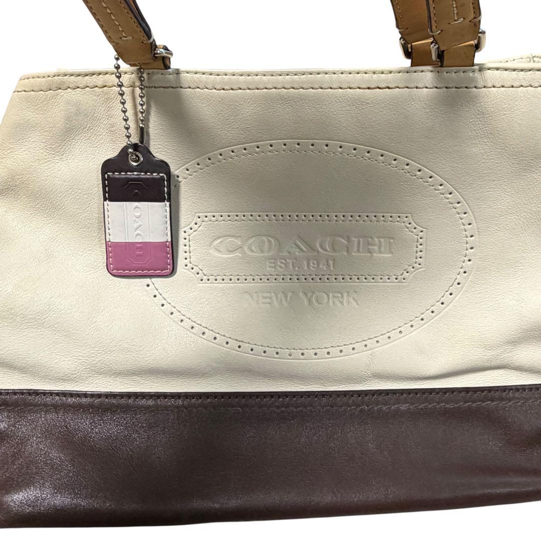 【美品】COACH トートバッグ ハンプトンズ オールレザー ブラウン