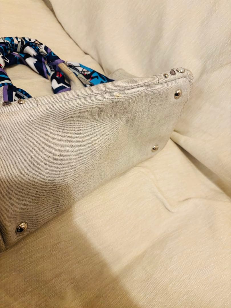 【PRADA プラダ】カナパ　キャンバス トートバッグ スタッズ付き