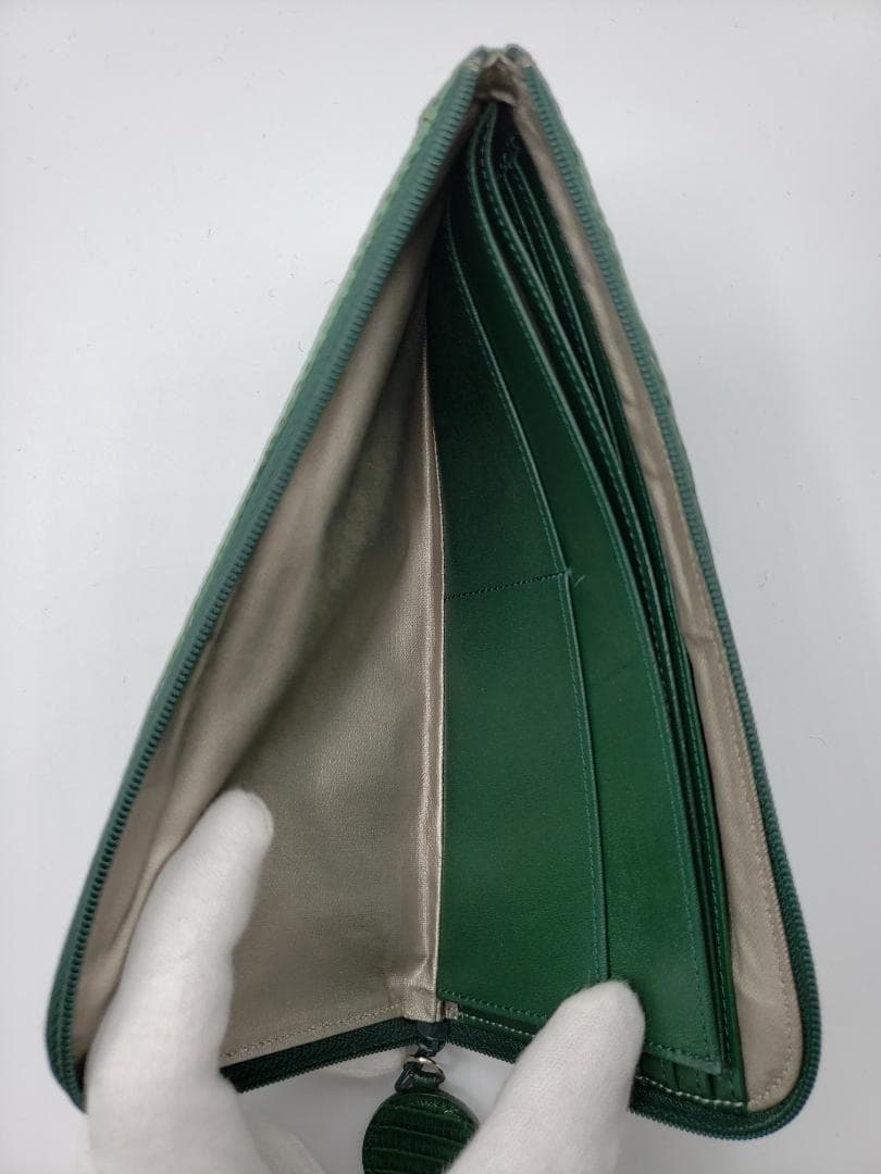 VAGRIE リザード本革 L-origin 長財布 ダークグリーン