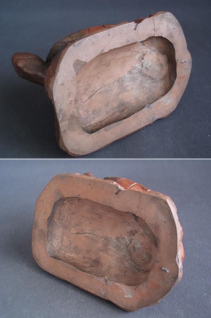 値下げ‼️ 時代!! 天保赤備前『亀に仙人香炉』珍しい細工物　高13㎝