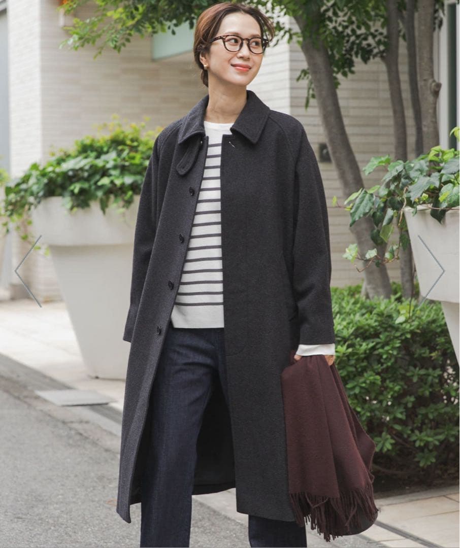 ★美品★UR DOORS＊ウール100バルマカーンコート　チャコールS