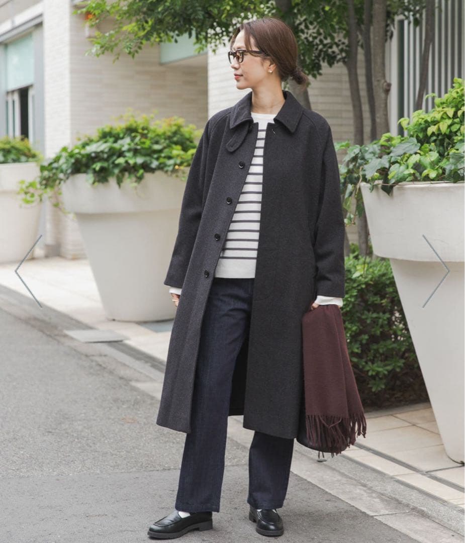 ★美品★UR DOORS＊ウール100バルマカーンコート　チャコールS