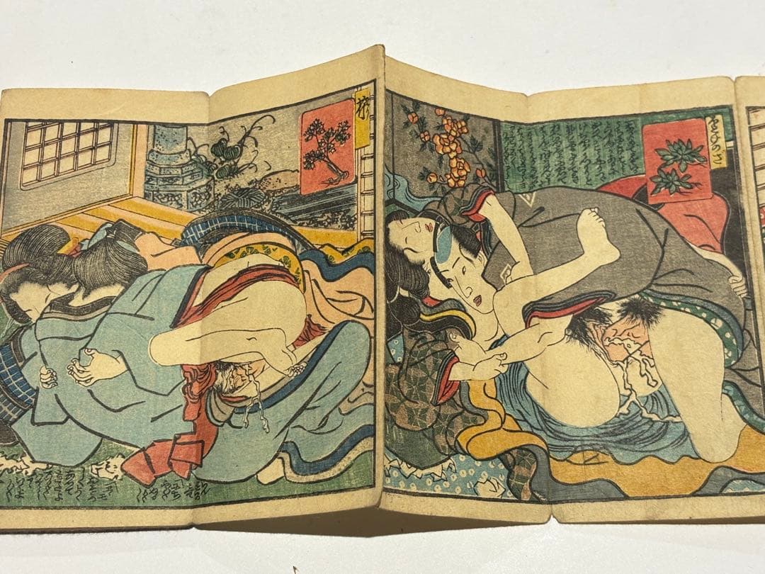 「春の曙乙女七種」艶本 彩色木版画 1帖|春画 枕絵 わじるし 和本 江戸時代