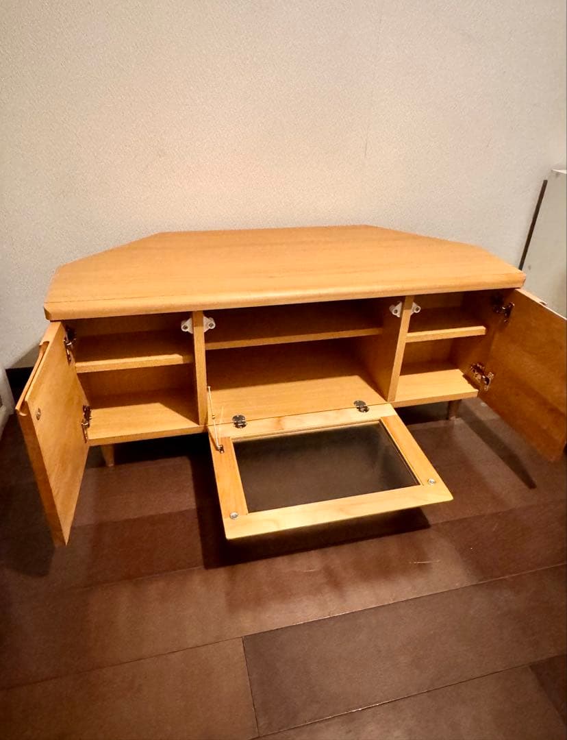 <値下げしました>コーナー用テレビ台 ナチュラルウッド