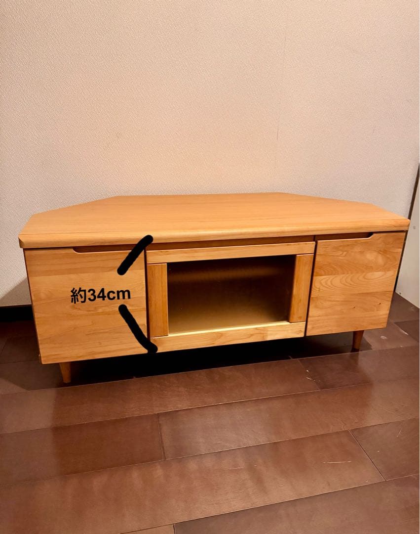 <値下げしました>コーナー用テレビ台 ナチュラルウッド