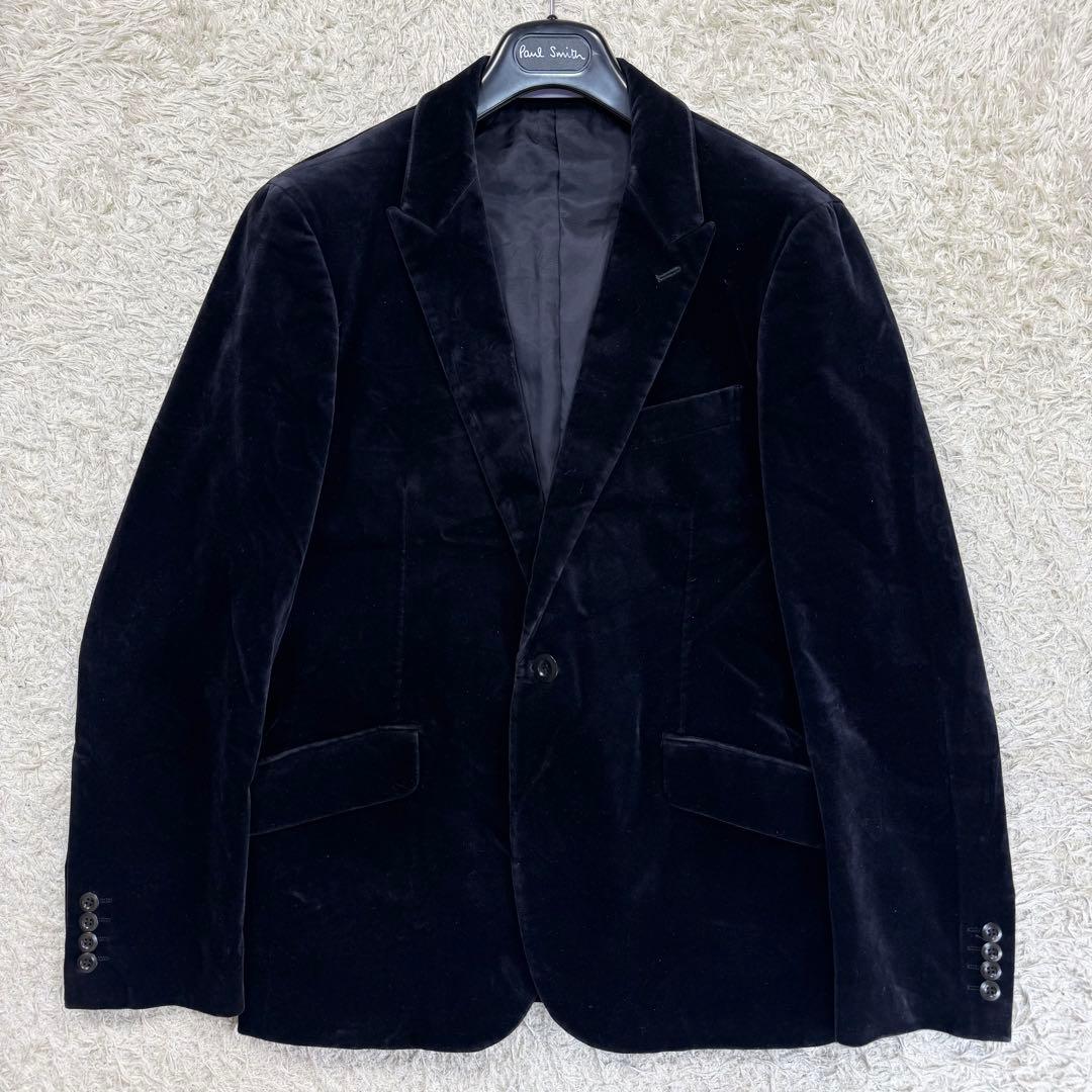 美品　ポールスミス　テーラードジャケット　タキシード　ベロア　ブラック　XL