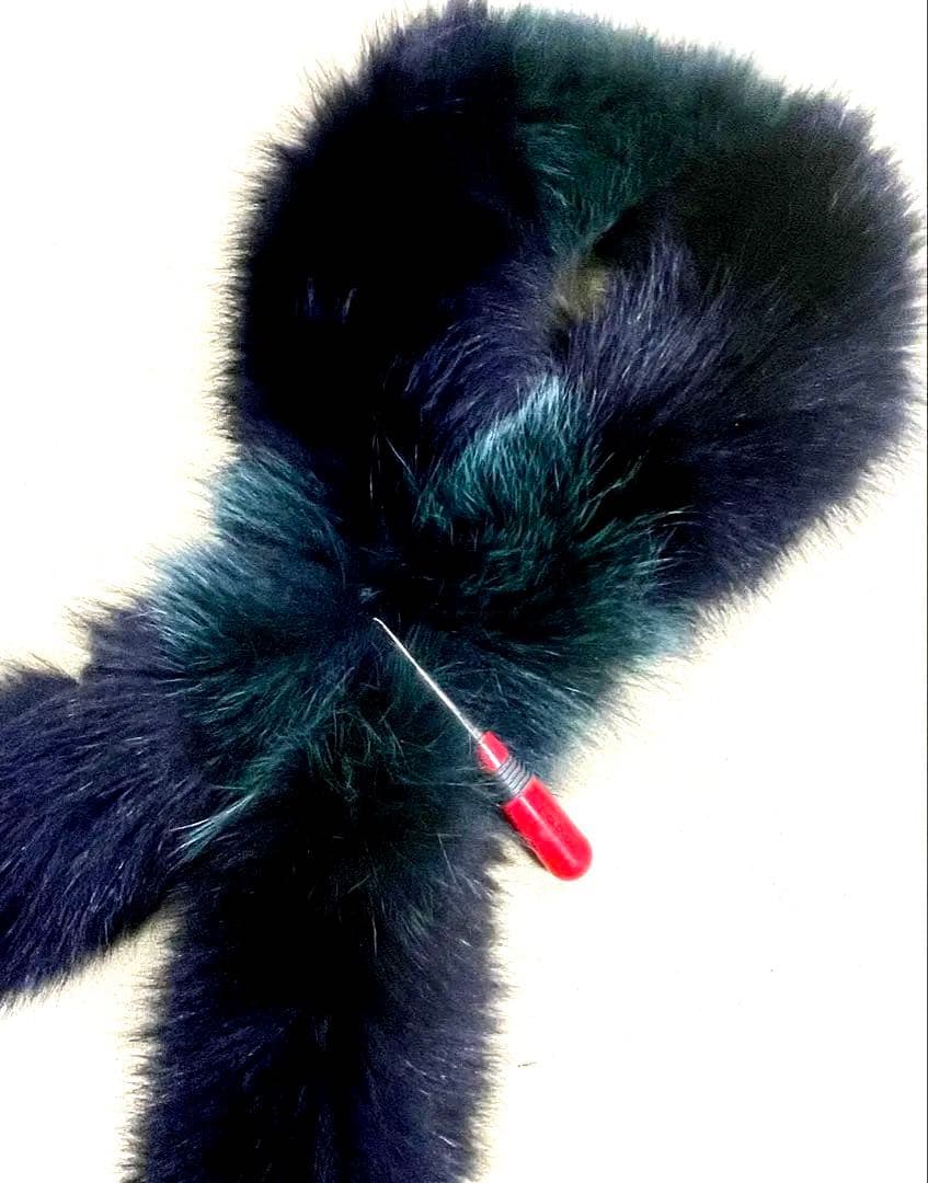 blue fox design muffler／黒　深緑 ／GAKE日本製❣️