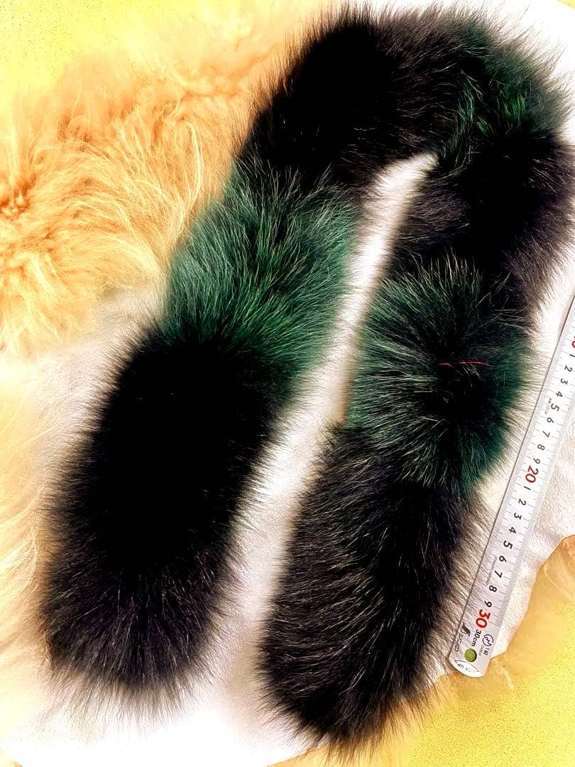 blue fox design muffler／黒　深緑 ／GAKE日本製❣️