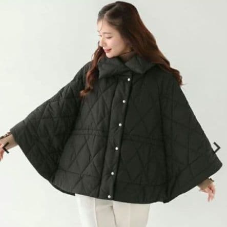 新品未使用品♡Fitmore ♡中綿キルティング ♡ポンチョ♡黒♡最安値