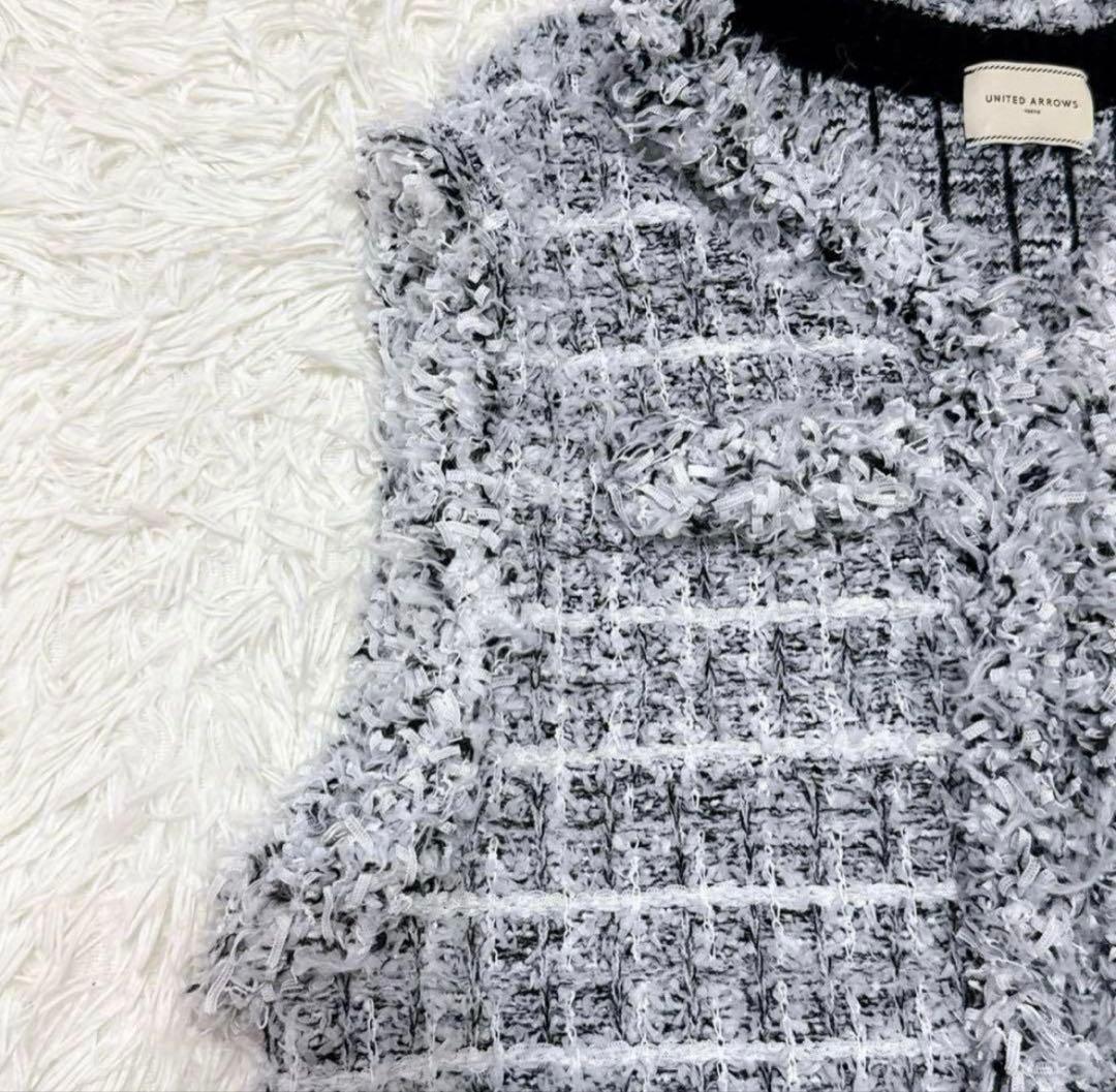 ユナイテッドアローズ ミックスチェック ツイード ニットベスト ジレ