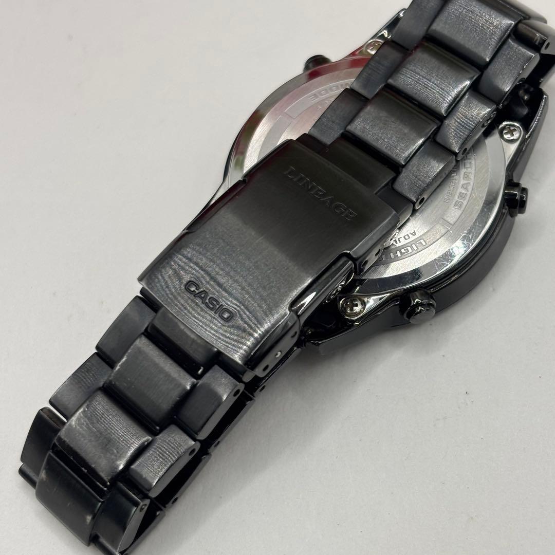 稼働品☆箱付　CASIOカシオ　リニエージ　オールブラック　電波ソーラー