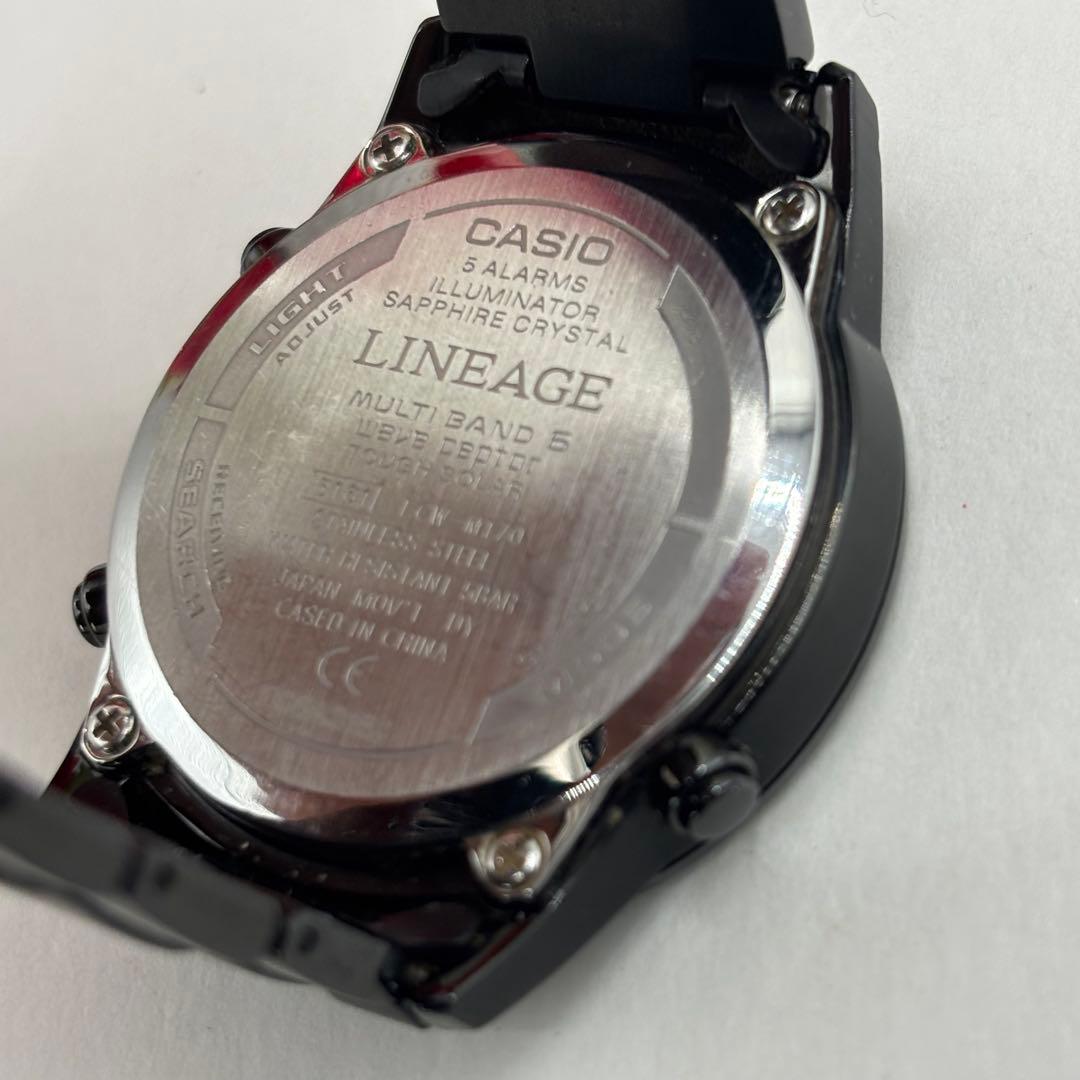 稼働品☆箱付　CASIOカシオ　リニエージ　オールブラック　電波ソーラー