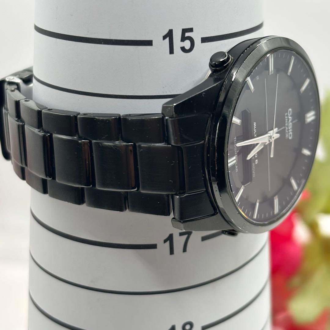 稼働品☆箱付　CASIOカシオ　リニエージ　オールブラック　電波ソーラー