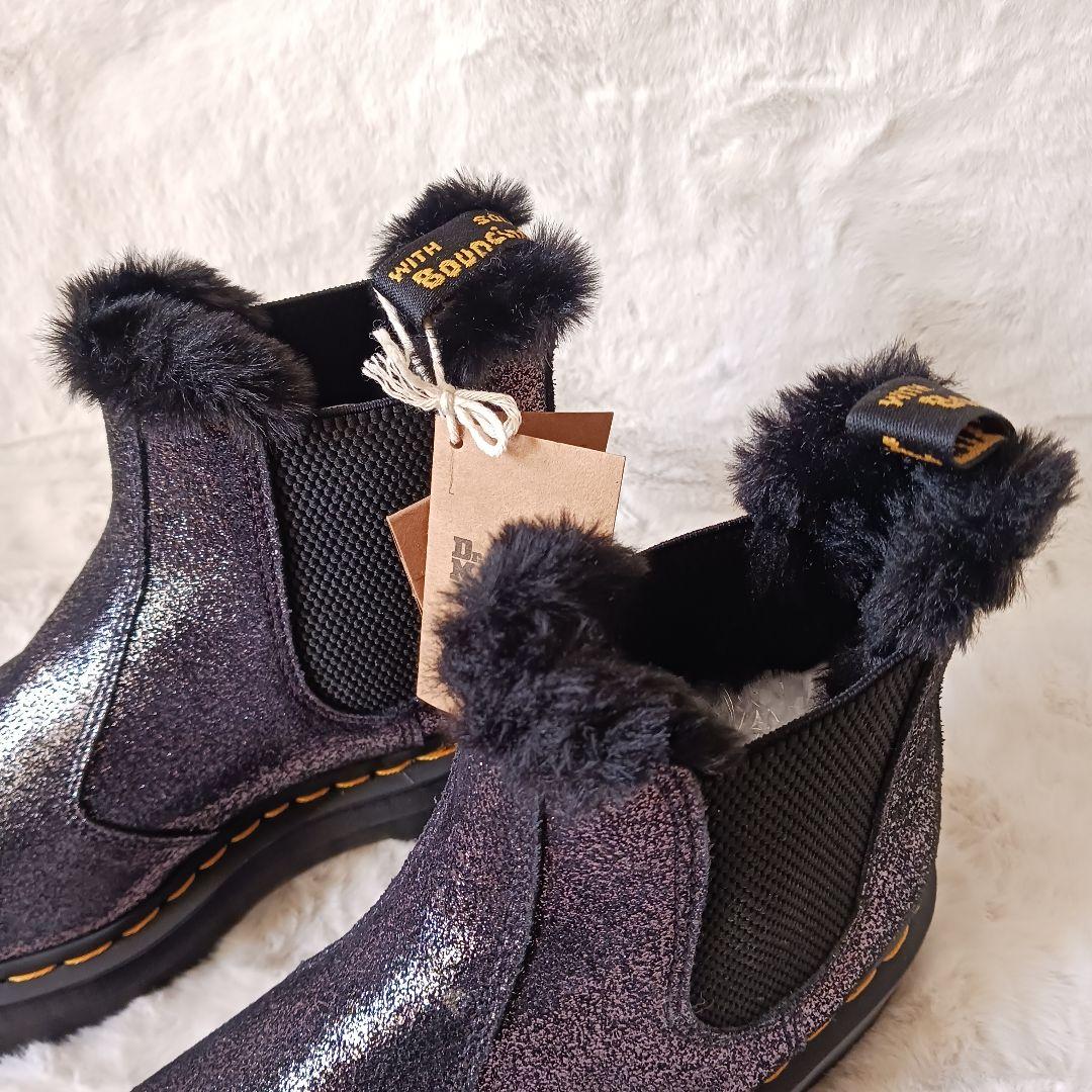 新品　Dr.Martens　サイドゴアブーツ　ボア　厚底　 ブラック　24cm