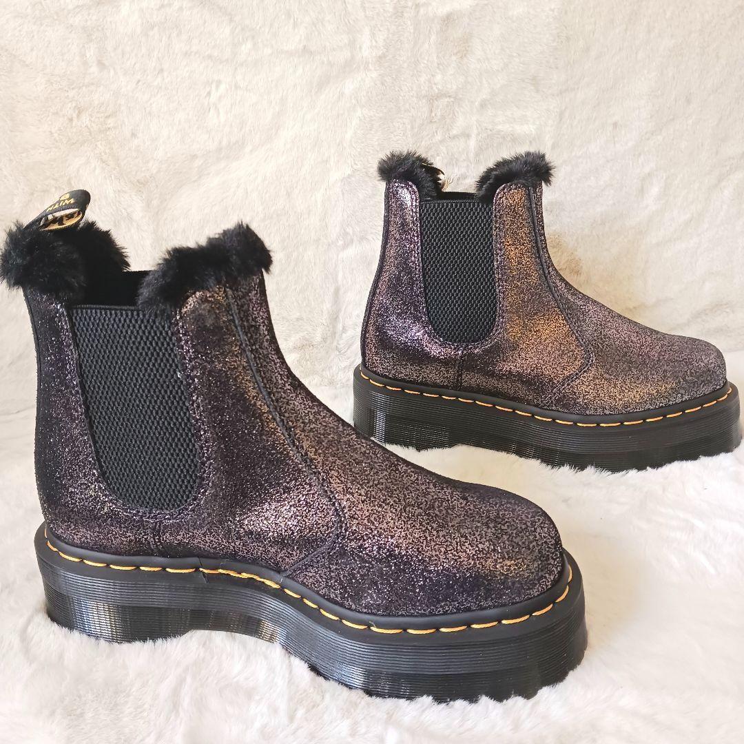 新品　Dr.Martens　サイドゴアブーツ　ボア　厚底　 ブラック　24cm