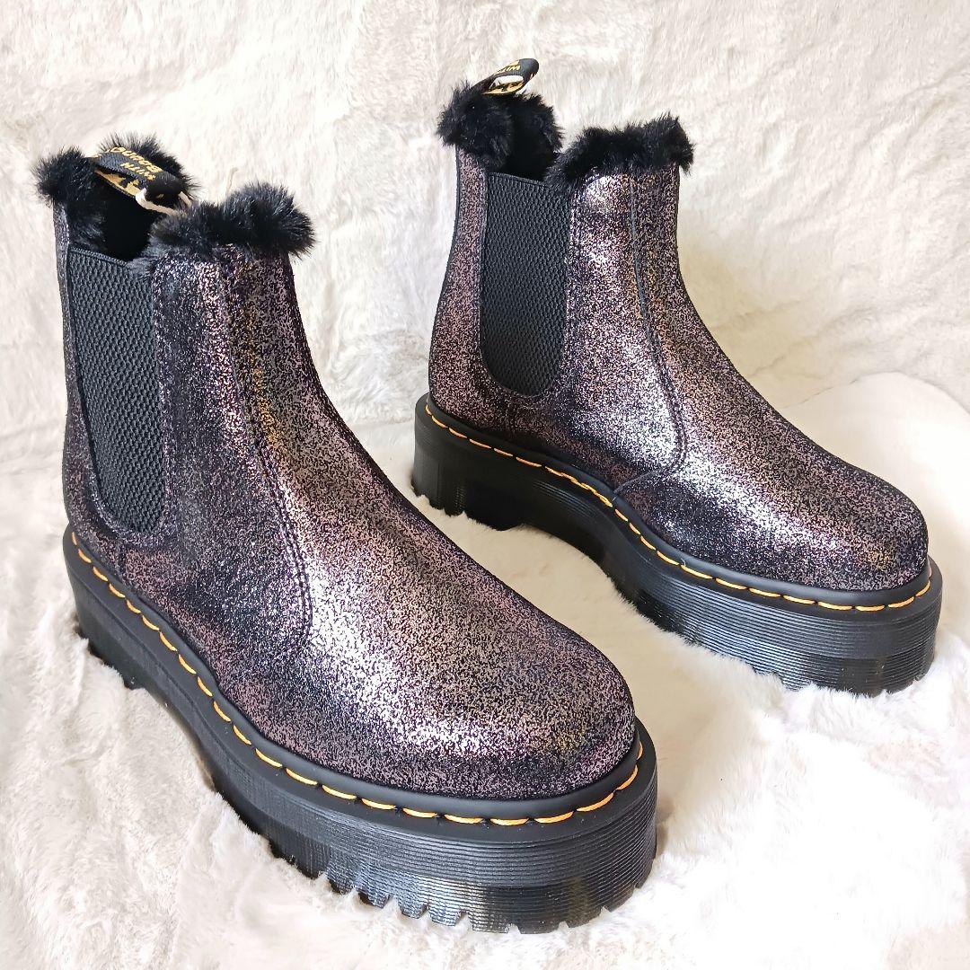 新品　Dr.Martens　サイドゴアブーツ　ボア　厚底　 ブラック　24cm