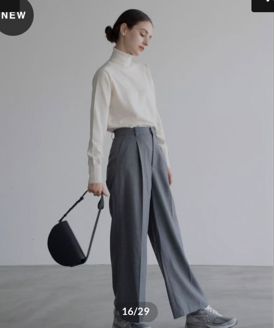 【新品未使用タグ付】OHGA 梳毛パンツ ワイドパンツ グレー M