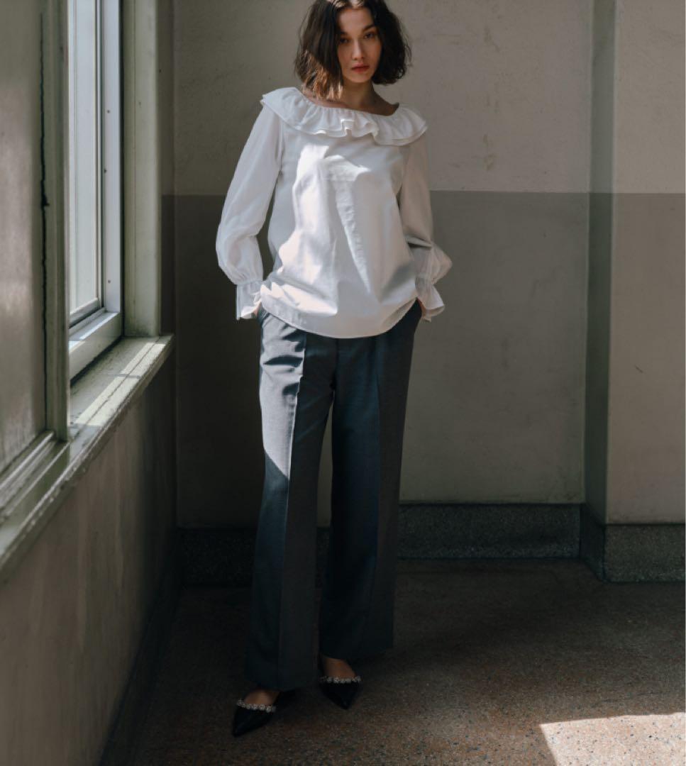 【新品未使用タグ付】OHGA 梳毛パンツ ワイドパンツ グレー M