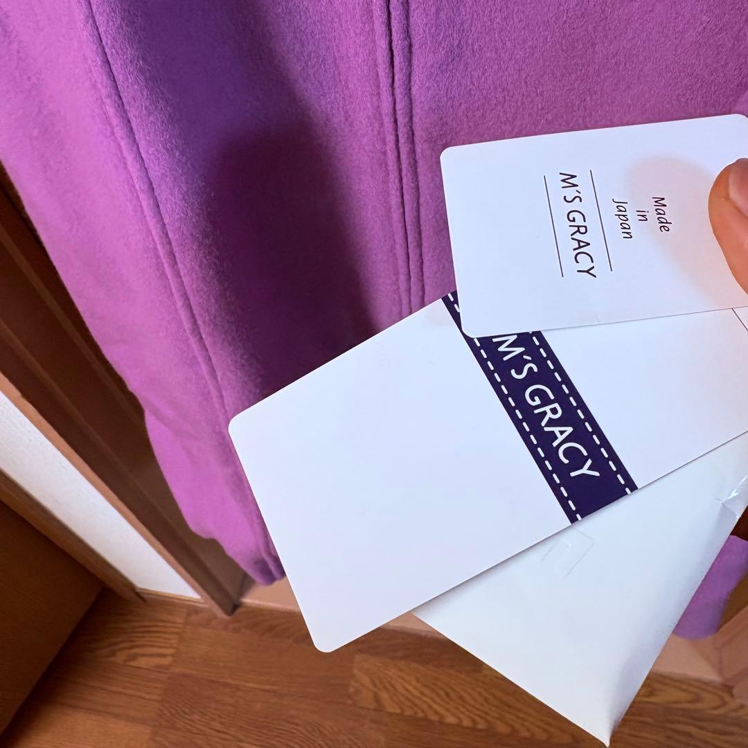 新品 40 リボン エムズグレイシー カメリア ウール コート ピンク バルーン