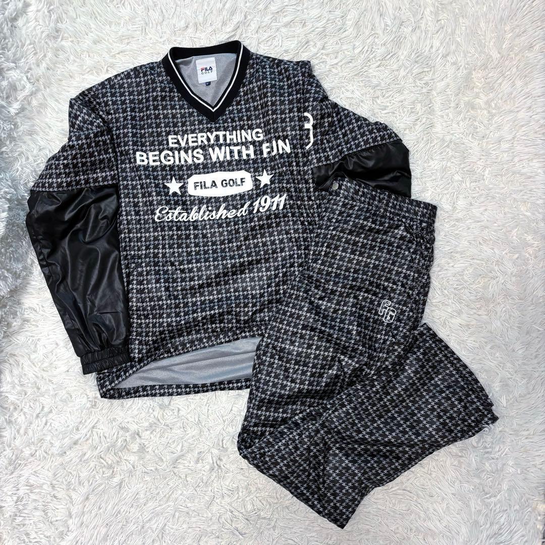 新作 FILA ゴルフ セットアップ 千鳥 チドリ 蓄熱 スニード ブルゾン