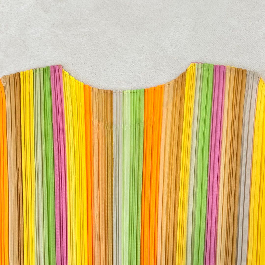 極美品✨PLEATS PLEASE 斜めプリーツ　変形　レインボー　チュニック