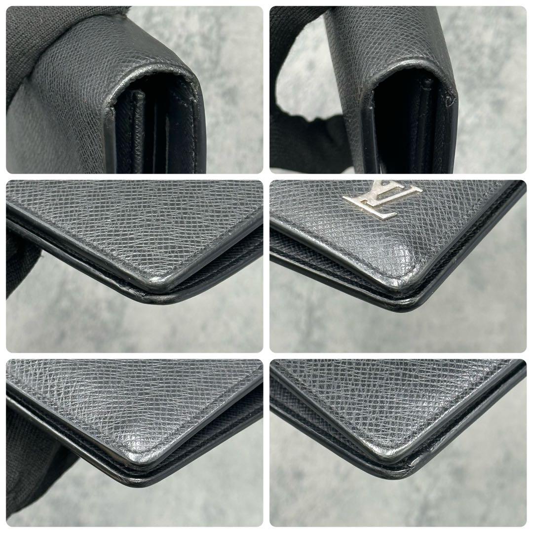 美品 ルイヴィトン ポルトフォイユ ブラザ タイガ 二つ折り財布 黒 メンズ