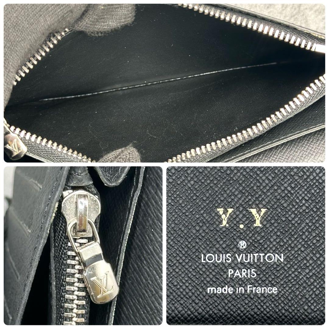 美品 ルイヴィトン ポルトフォイユ ブラザ タイガ 二つ折り財布 黒 メンズ