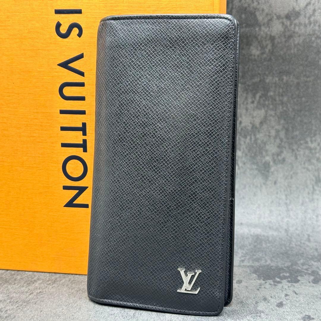 美品 ルイヴィトン ポルトフォイユ ブラザ タイガ 二つ折り財布 黒 メンズ