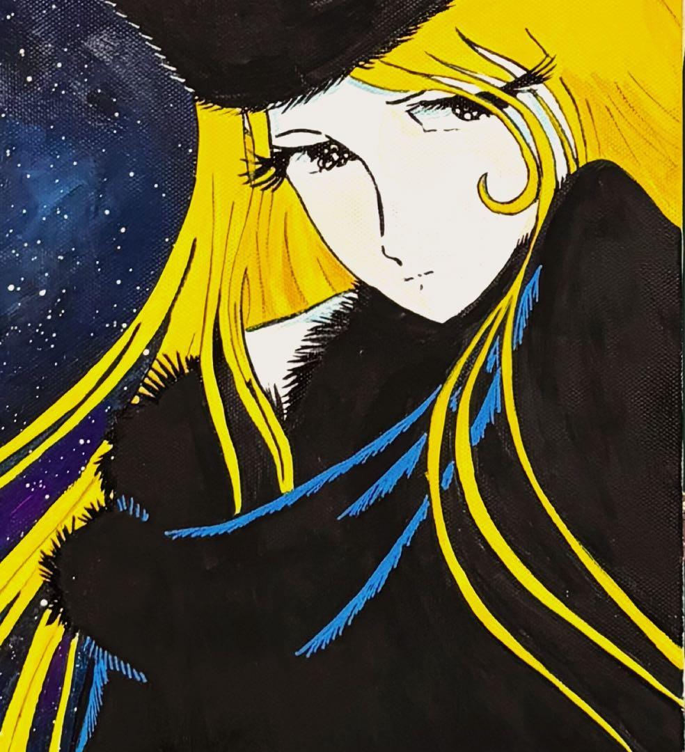 【F4号】手描き油彩　松本零士【銀河鉄道999】額縁　未使用額　サイン　メーテル