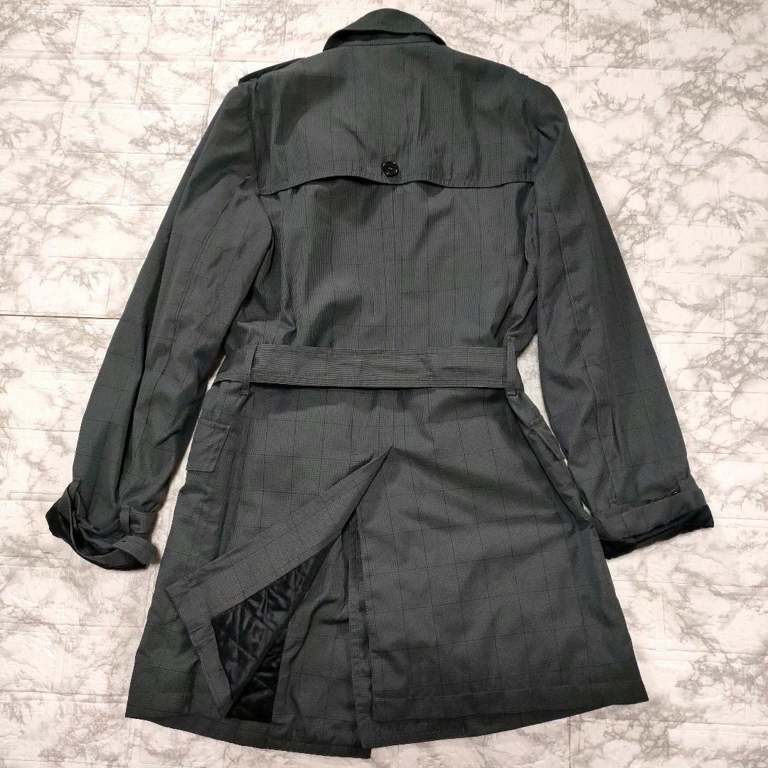 DOLCE&GABBANA　千鳥格子柄トレンチコート　ベルテッド　グレー　44