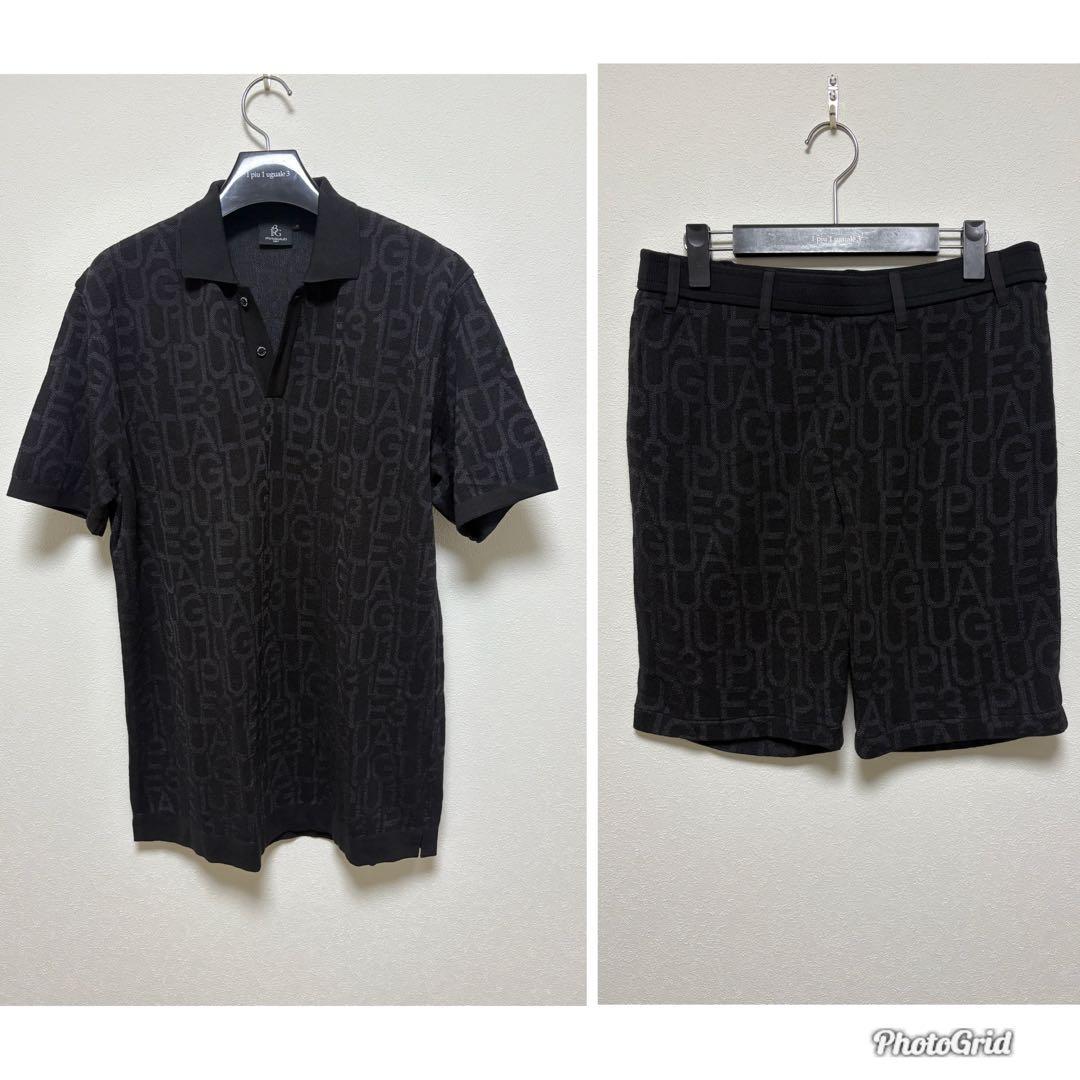 新品1PIU1UGUALE3 GOLF定9.4万24SS半袖ニットセットアップ黒