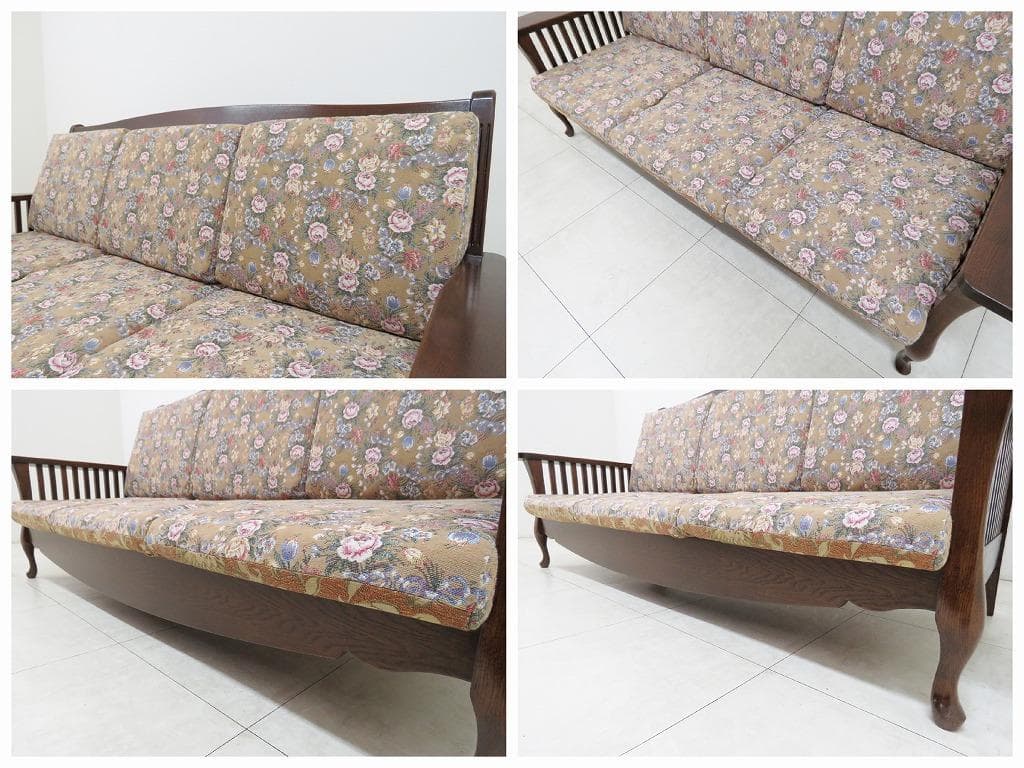 コロニアル 3人掛けソファ ウッドフレーム ベンチ検葉山ガーデン三越カリモク