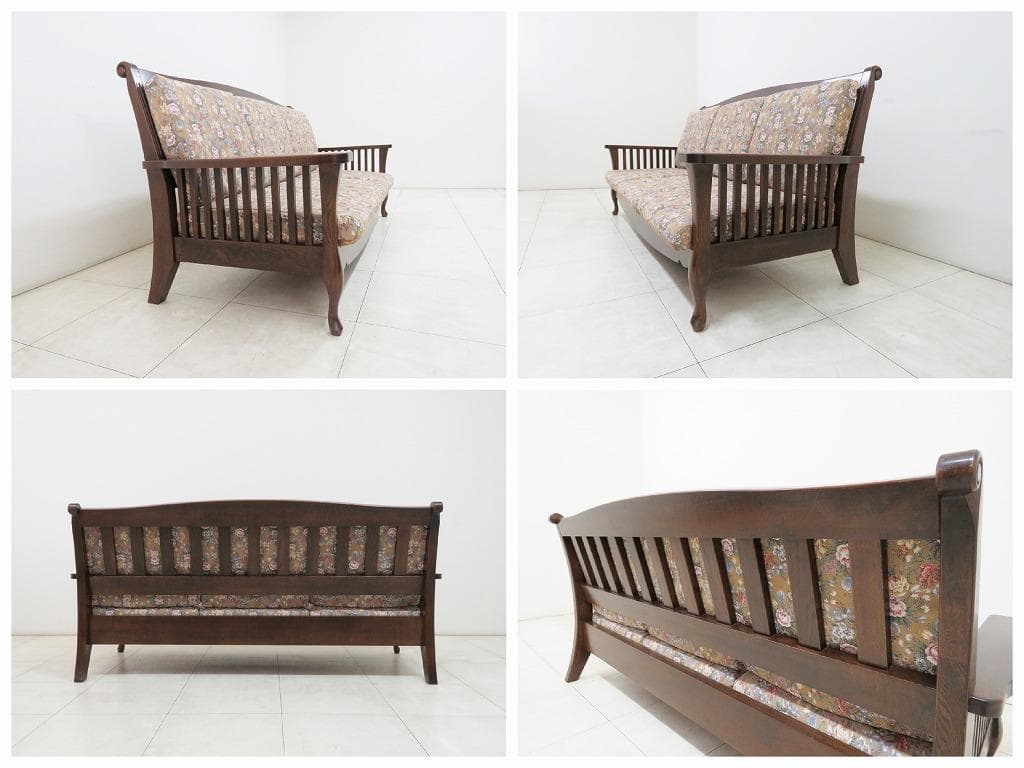 コロニアル 3人掛けソファ ウッドフレーム ベンチ検葉山ガーデン三越カリモク