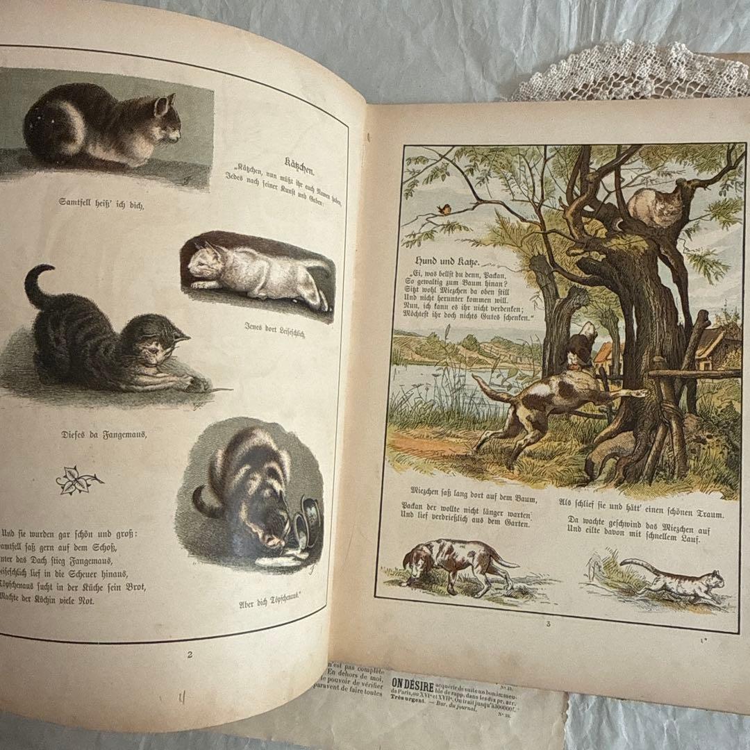 稀少1880年アンティーク美しい絵本ドイツ語　洋書　古書ジャンクジャーナル児童書