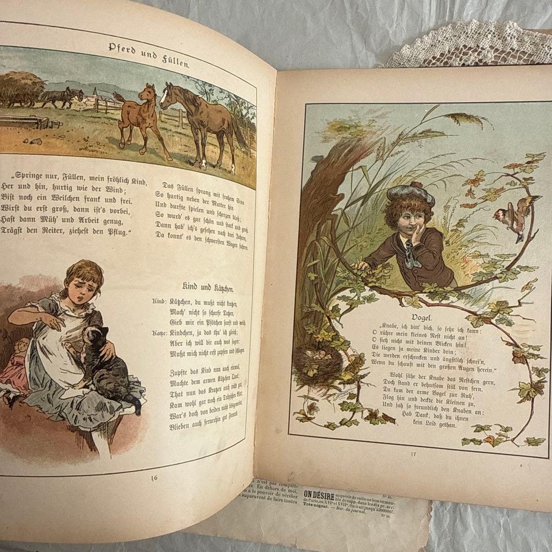 稀少1880年アンティーク美しい絵本ドイツ語　洋書　古書ジャンクジャーナル児童書