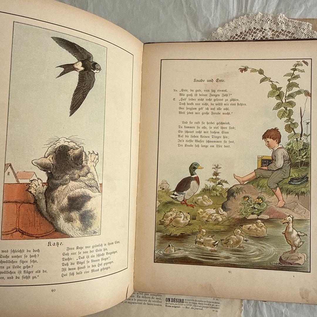 稀少1880年アンティーク美しい絵本ドイツ語　洋書　古書ジャンクジャーナル児童書