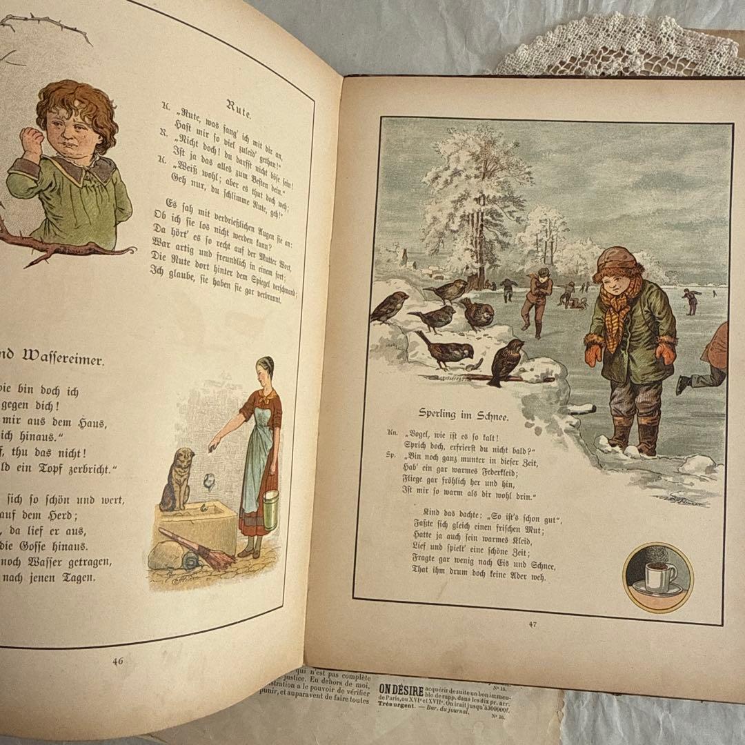 稀少1880年アンティーク美しい絵本ドイツ語　洋書　古書ジャンクジャーナル児童書