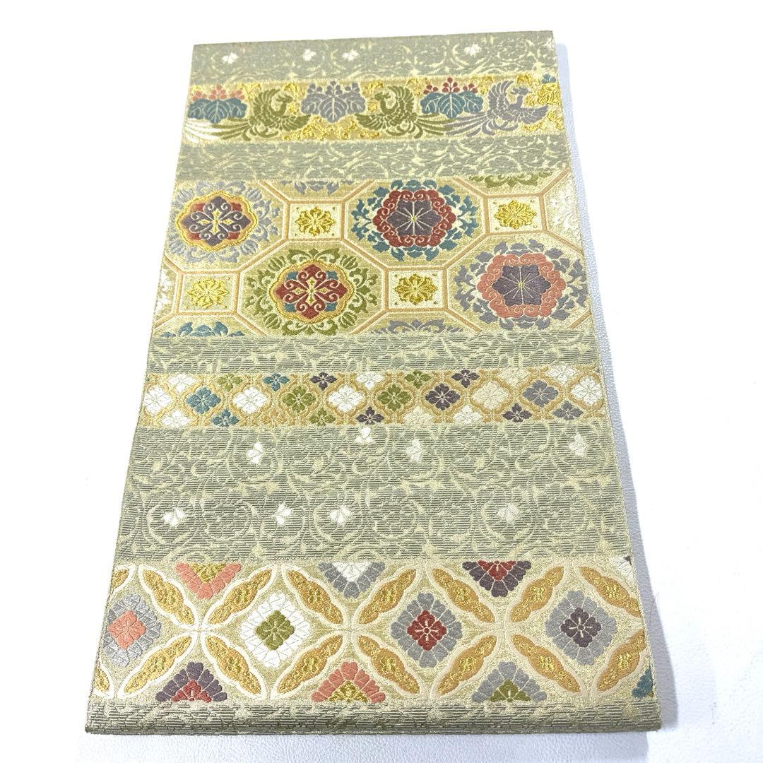 帯4812 ●高級 正絹 六通 袋帯 華文 花文