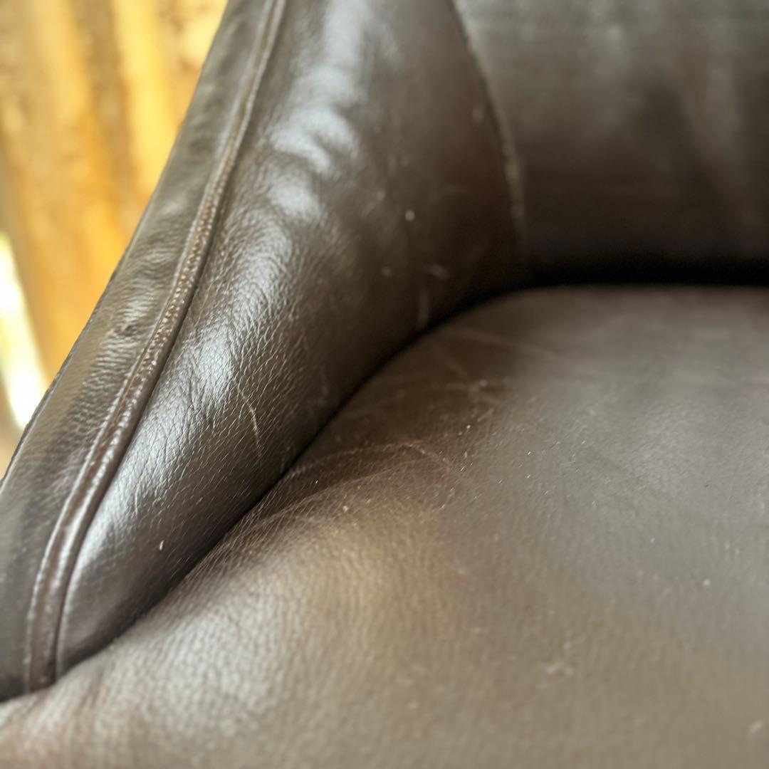 高級レザーオフィスチェア 木脚 キャスター付き デスクチェア　プレジデント　書斎