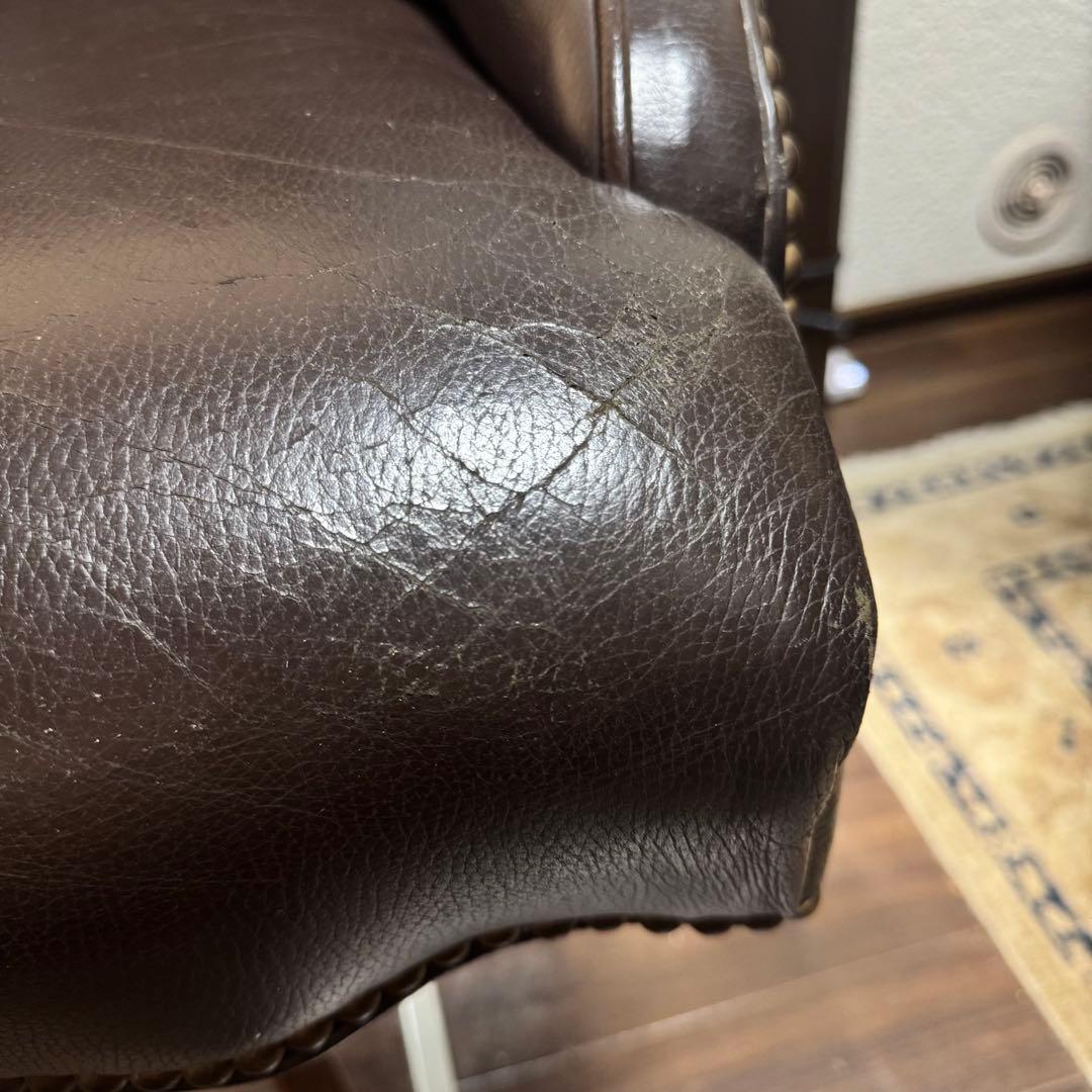 高級レザーオフィスチェア 木脚 キャスター付き デスクチェア　プレジデント　書斎