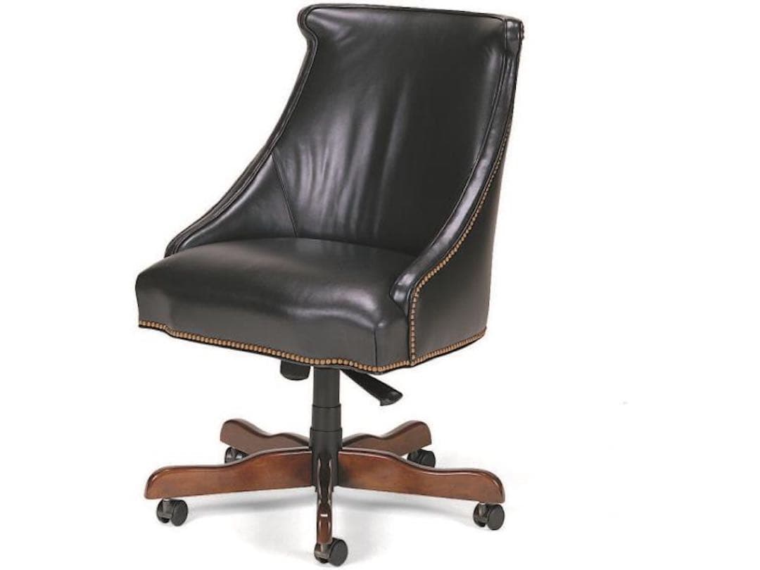 高級レザーオフィスチェア 木脚 キャスター付き デスクチェア　プレジデント　書斎