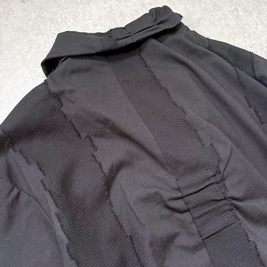 美品✨慈雨ジウ　薄手アシンメトリーコート　羽織り　シャツ　黒　ブラック　L