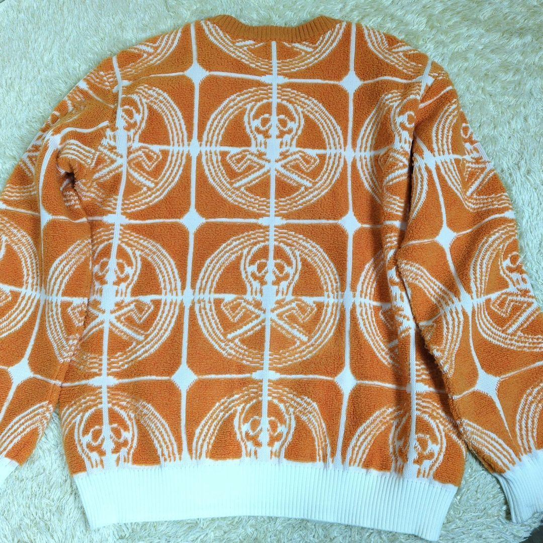 マークアンドロナ ニット クルーネック スカル ウール オレンジ L