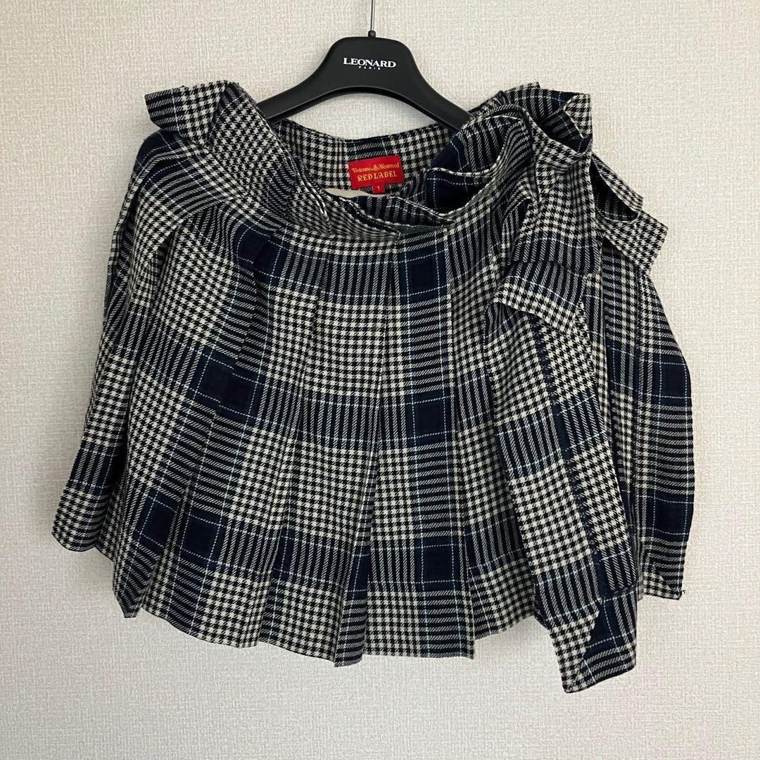 美品 ヴィヴィアンウエストウッド アシメ プリーツスカート チェック サイズ1