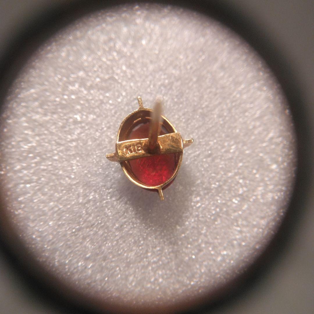 K18 赤色オーバルカット宝石 ゴールド台座付き 中古品　ビンテージ　タイピン