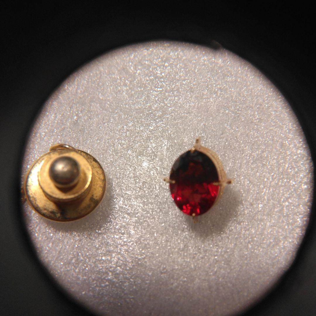 K18 赤色オーバルカット宝石 ゴールド台座付き 中古品　ビンテージ　タイピン