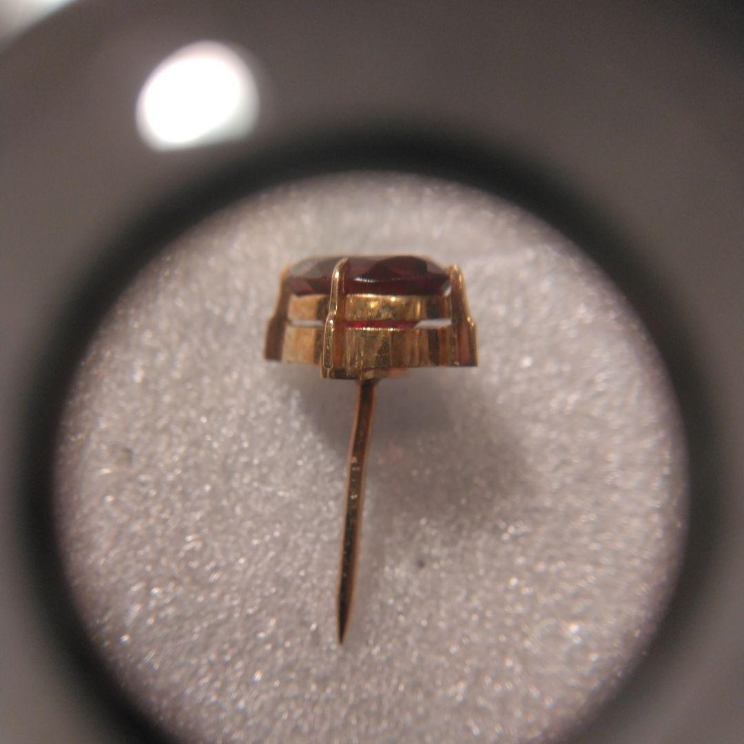 K18 赤色オーバルカット宝石 ゴールド台座付き 中古品　ビンテージ　タイピン
