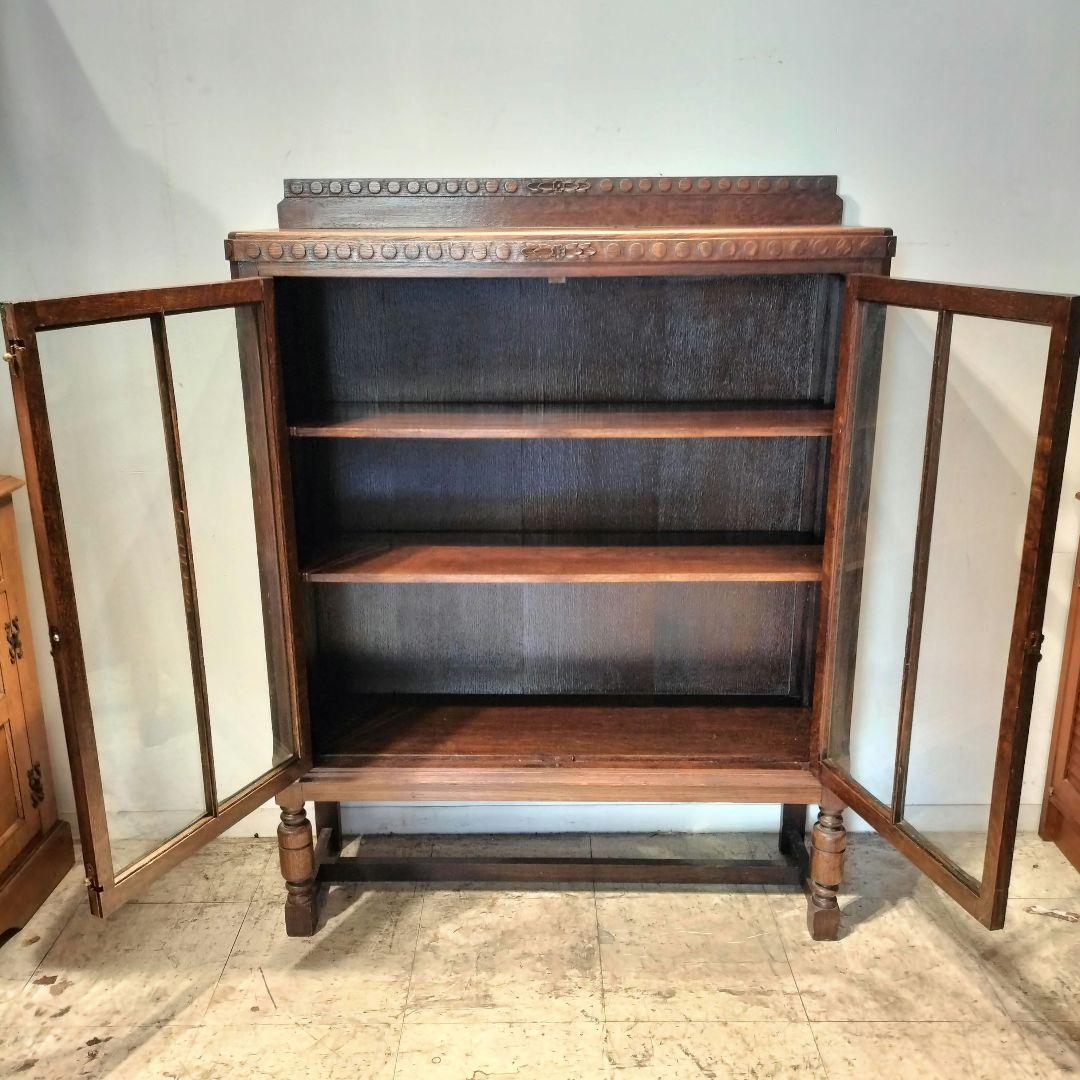 ドバライ送料込M♦希少　英国　アンティーク　ガラスキャビネット