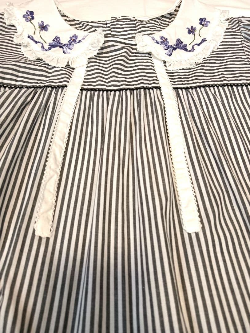 ピンクハウス　半袖ストライプワンピース